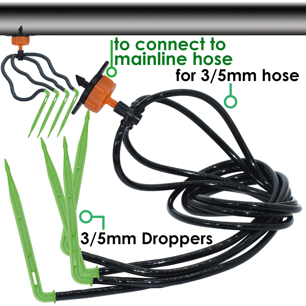 KESLA-2-Way Bend Arrow Drip Irrigação Watering System Kit, 4-8L Dripper, 3 ou 5mm Mangueira, 4-Way para Greenhouse Pot e Bonsai, 10-100m, 2L/H