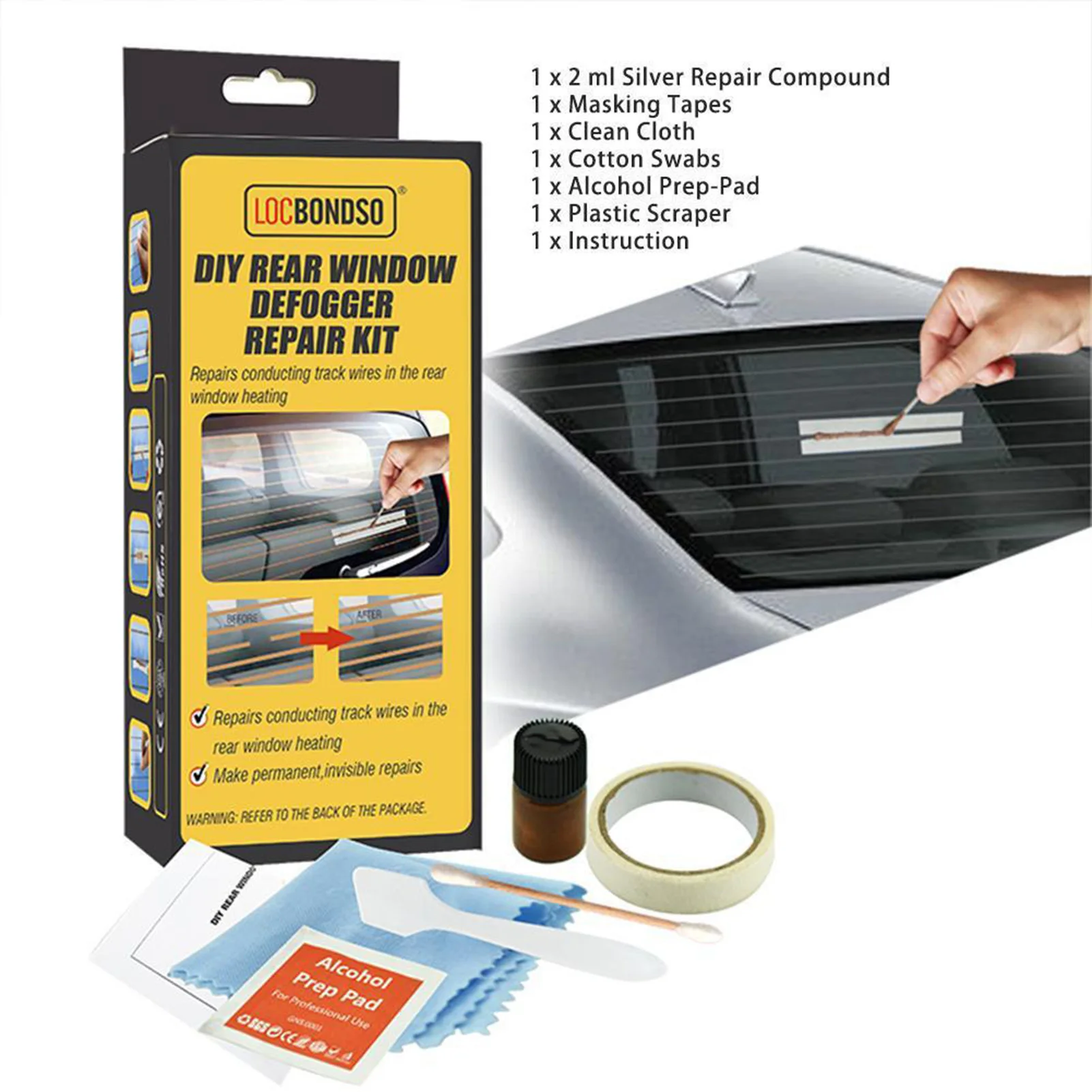 Rear Defroster Repair Kit Car Window Windshield Defogger Defroster Repair Kit Fixes Scratched Broken Defroster Heater Grid Lines