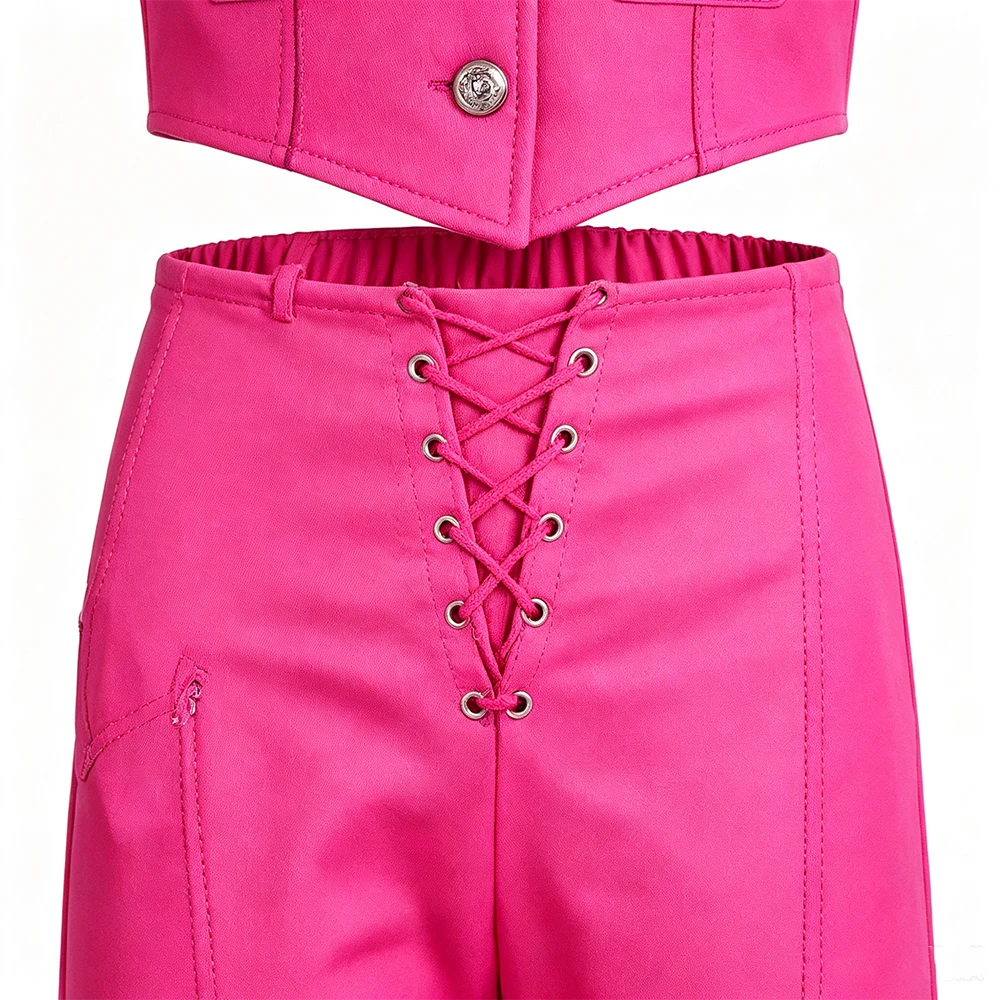 Rosa Cowgirl-Kostüm für Mädchen, Outfit-Set mit Cowboyhut, Weste und Hose, Bandana, Halloween-Kostüme, Geburtstagsparty, Cosplay – Detail 5