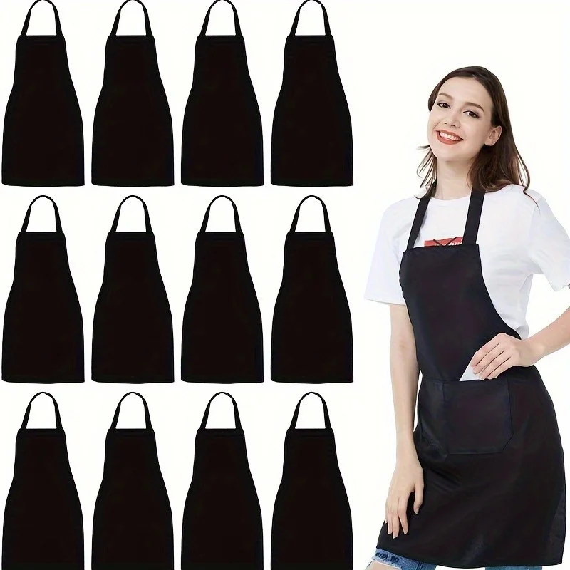 1/2pcs Durable Polyester Adjustable Neck Apron with 2 Large Pockets Great for Cooking, Grilling Grilling, Christmas Crafts