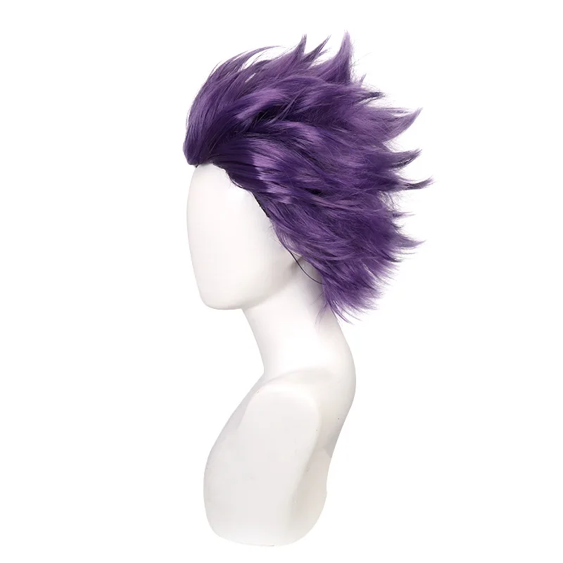 Manipulador de corazón de My Hero Academia, punto de belleza púrpura, cabeza de explosión, peluca de Cosplay, red rosa, seda de alta temperatura