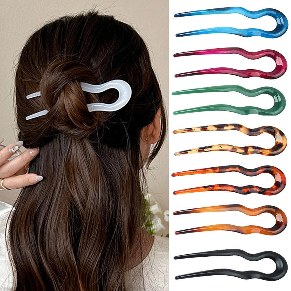 Simple U Shape Hair Clips Pins for Women Girls Hair Sticks Girls Hair Styling Accessories Bright Large Hairpins Barrettes