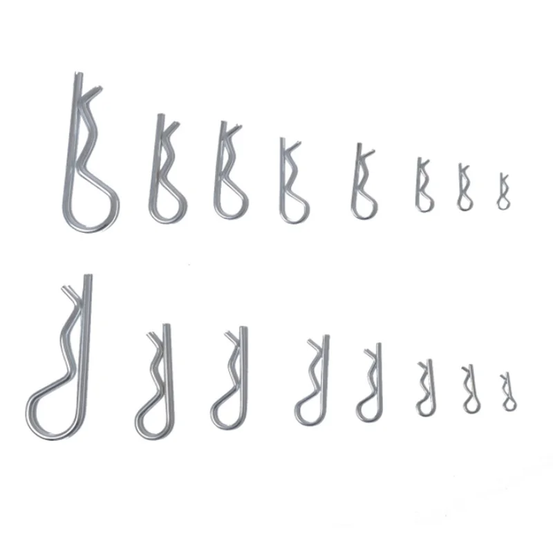 100pcs Spring R Type  Cotter Pin  Retaining Clips Wave R-shaped Pin Clamp Hair Tractor Pin for Car