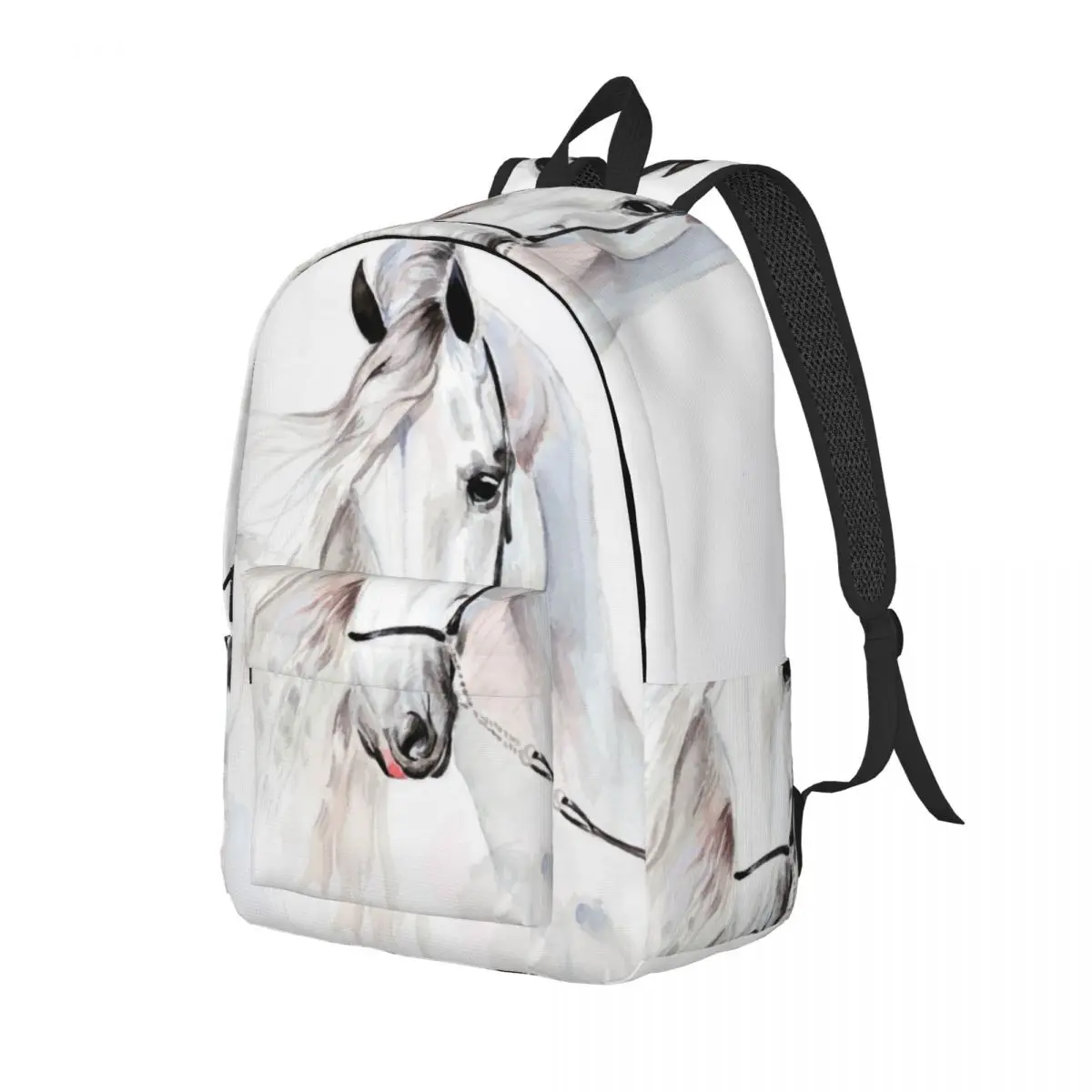 Student Bag Watercolor Andalusian Horse Portrait Backpack Parent-child Lightweight Backpack Couple Laptop Bag