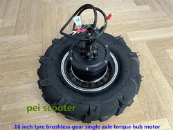 16'' Tyre Single Axle Gear Hub Motor,High Torque,Low Speed for Scooter wheelbarrow robot wheelchair phub-wbf