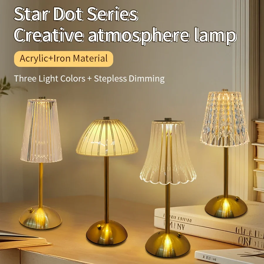 

LED Table Lamp Touch Sensor Dimmable Desktop Night Light Rechargeable Wireless Reading Lamp for Hotel Bar Bedroom Decor Light