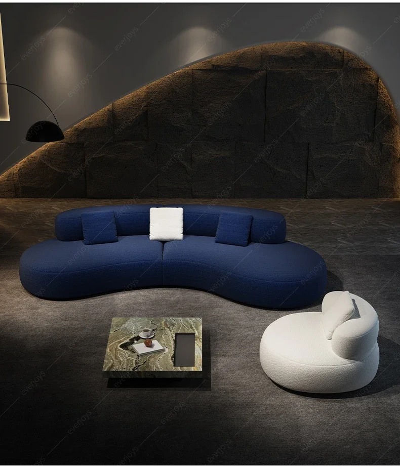 

Modern simple special-shaped corner high-end lamb wool moon sofa living room