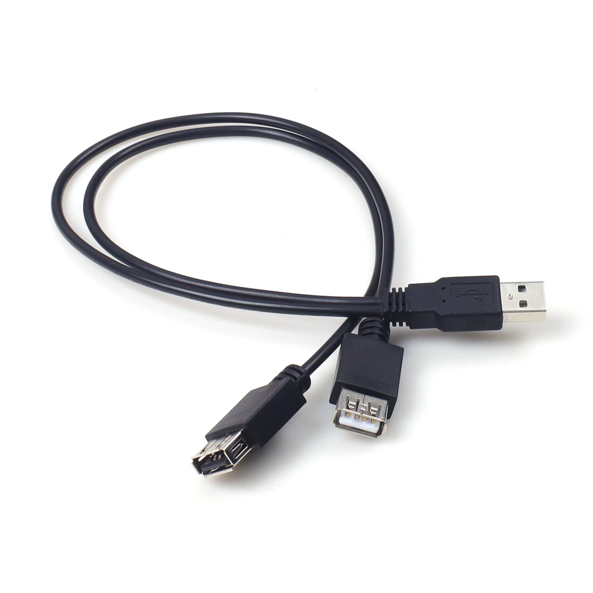 USB 2.0 A Cable One To Two Female Data Power Adapter Y Splitter USB Charging Power Cable Cord Extension Cable