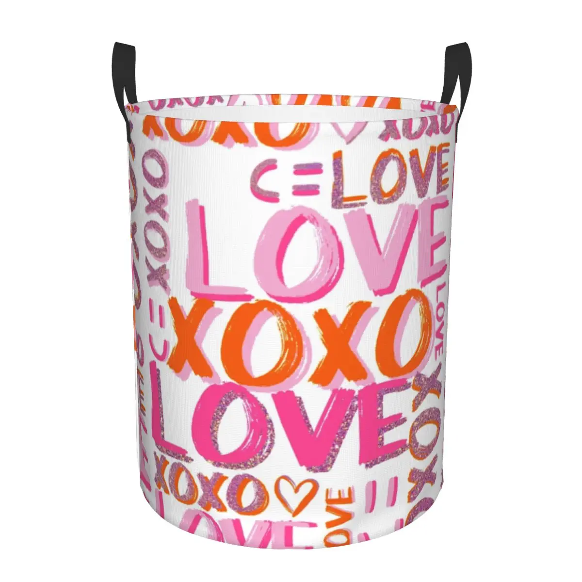 XOXO LOVE Laundry Basket Collapsible Pink Girl Purple Letter Aesthetic Clothing Hamper Toys Organizer Storage Bins