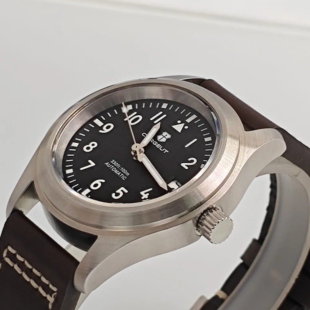36mm/39mm Corgeut Watch Men Black Blue Green white Dial Silver PVD Black Case NH35 Mechanical Automatic Movement Watches custom