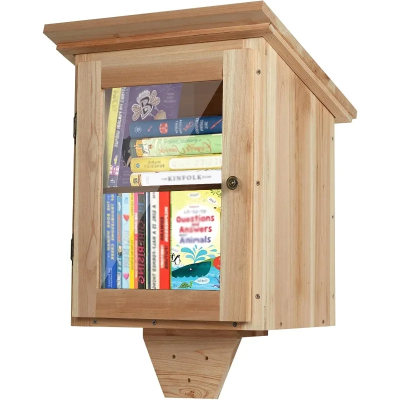 Little Library Box Outdoor Free Library - Double Little Library Outdoor Box Storage with Shelf for Neighborhoods, Community