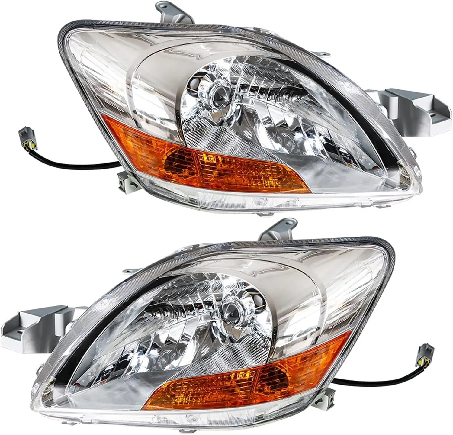 Headlights Compatible with Yaris Sedan 2007-2011, Left Driver & Right Passenger Side Replacement, 1 Pair Set