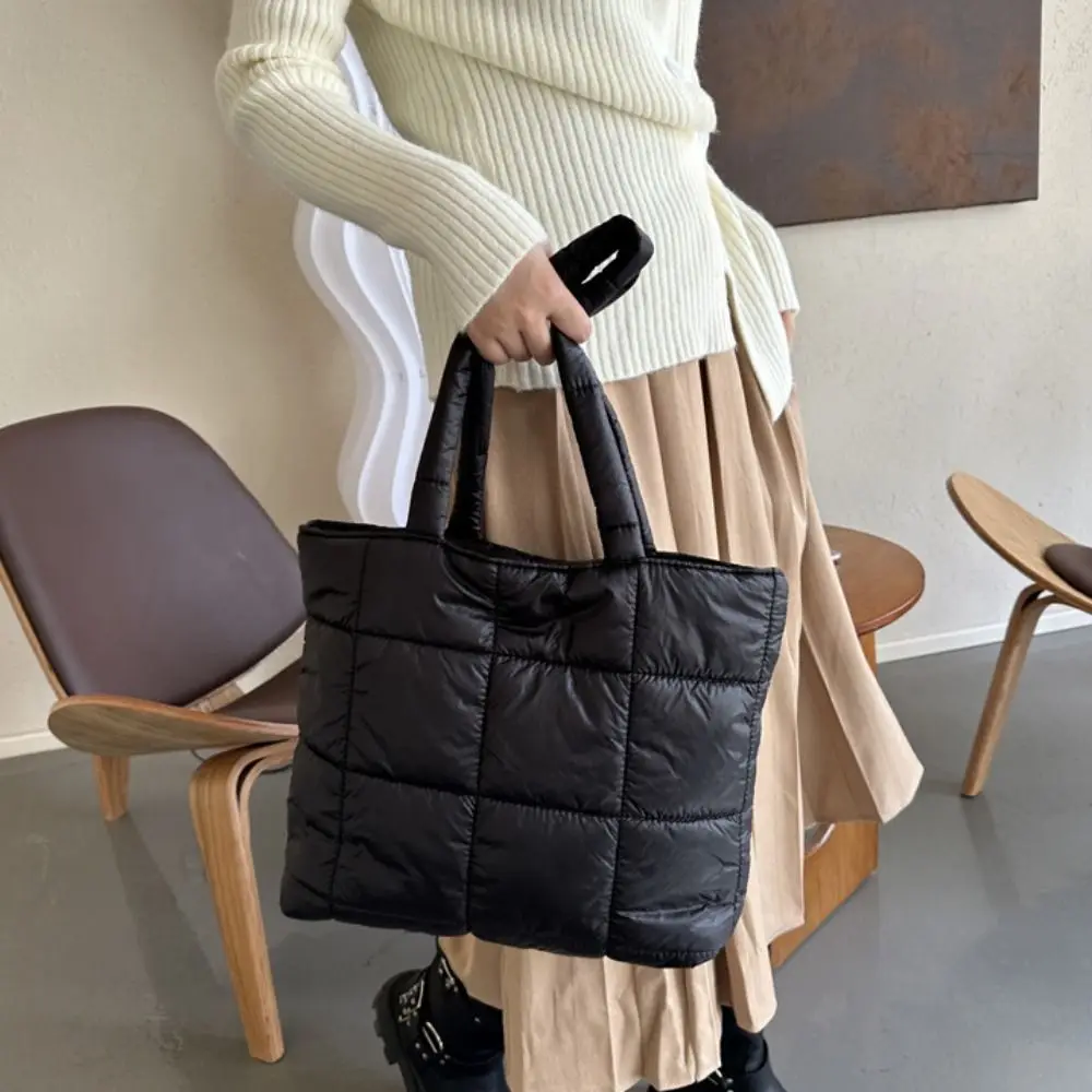 

Простая нейлоновая космическая хлопковая сумка с подкладкой, однотонная сумка-тоут с облаком, квадратная пышная сумка на плечо, женская сумка