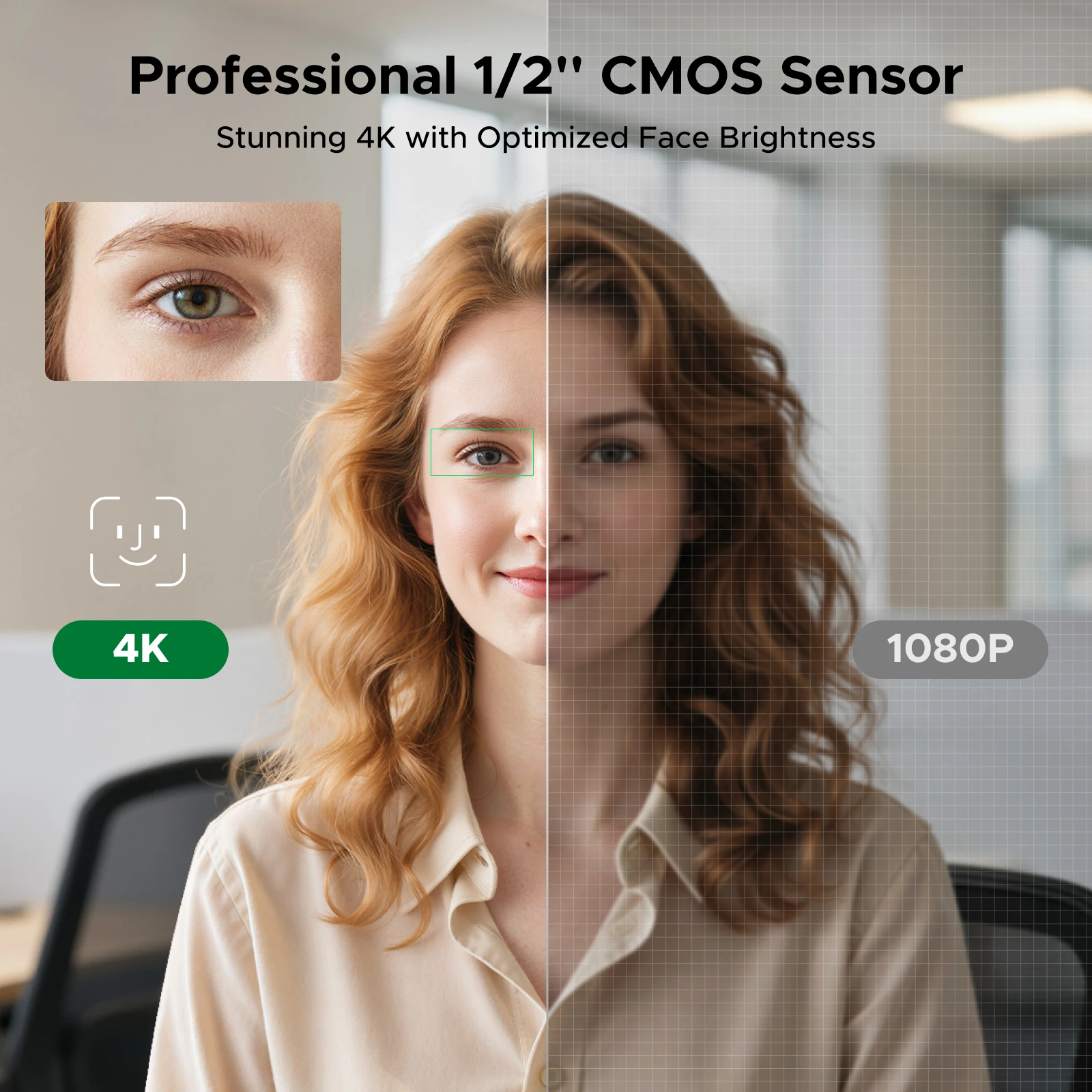 UGREEN FineCam Pro AI 스마트 PC 2K 4K 웹캠, 자동 프레이밍 AI 노이즈 캔슬링 마이크 PDAF 포커스, 스트리밍 카메라용 제스처 컨트롤