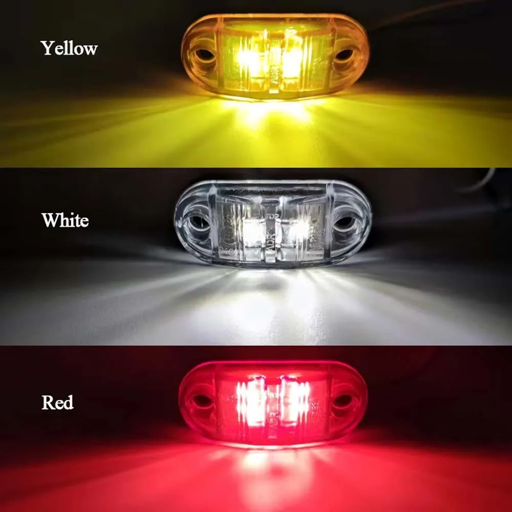 2 PCS 2 Oval LED Universal Led light Side Marker Car Lights for Trailer Trucks Caravan Clearance Lamp Surface Mount 12V-24V