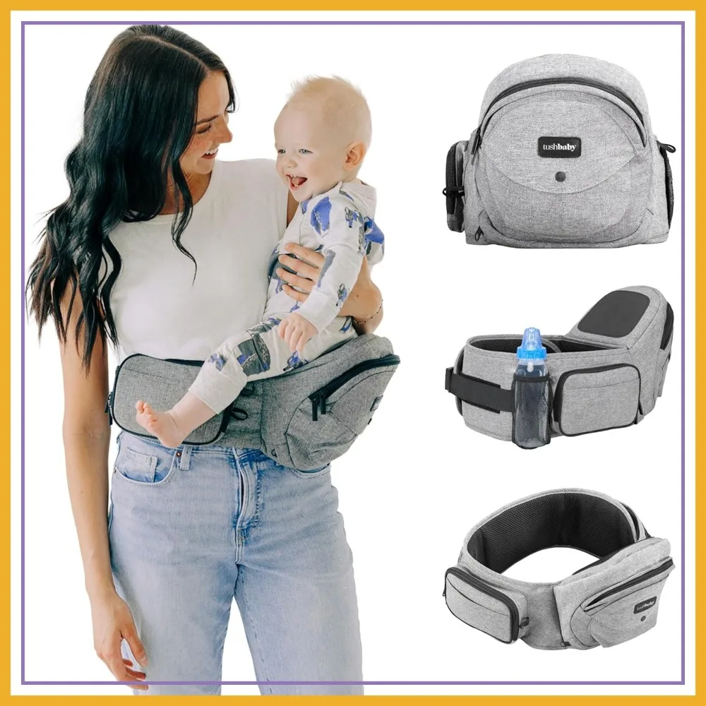 

Hip Seat Baby Carrier for Toddlers up to 45 lbs, Safety Certified, Lightweight No-Foam Design with Storage, Grey
