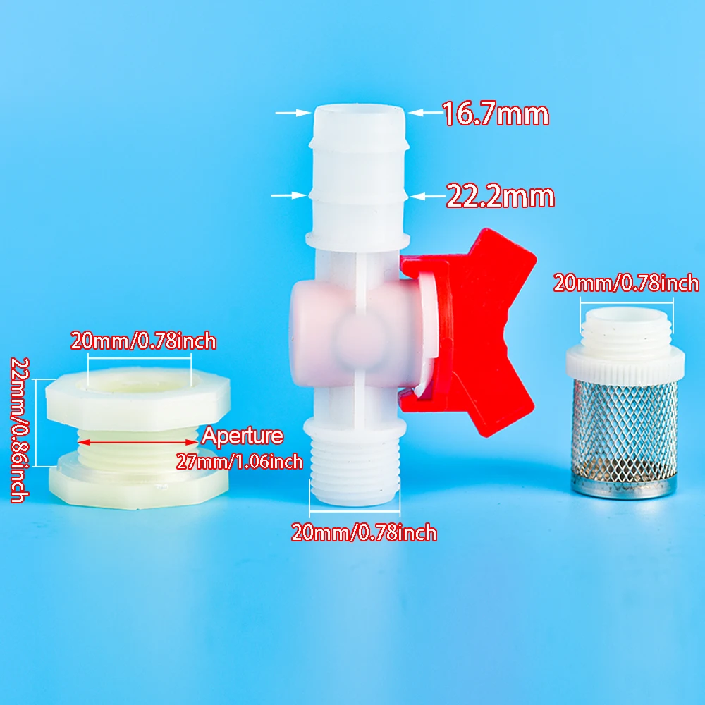 호스 물 탱크 커넥터 POM 밸브 세트, 수족관 물고기 탱크 조인트, 정원 관개, 수영장 호스 조인트, 4mm, 6mm, 8mm, 10mm, 12mm, 16mm, 20mm