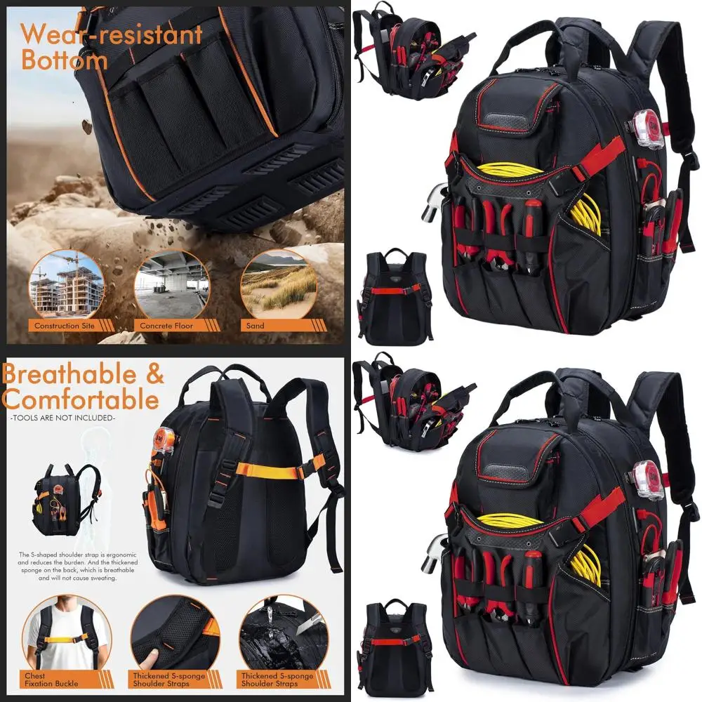 

Прочный водонепроницаемый рюкзак-сумка для инструментов с 52 карманами для мужчин — идеально подходит для электриков, ремонтников и строителей