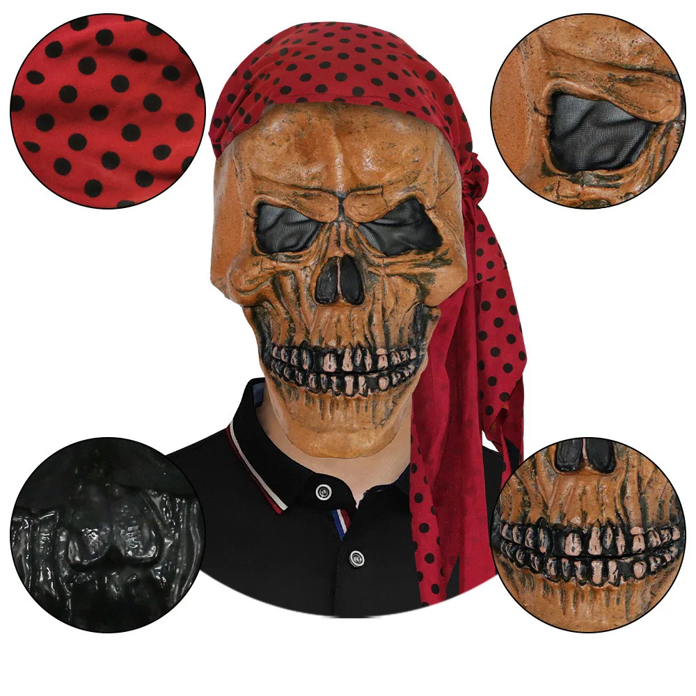 Piraten-Totenkopfmaske Horror Halloween-Kostüm Zubehör Party Rollenspiel – Detail 4