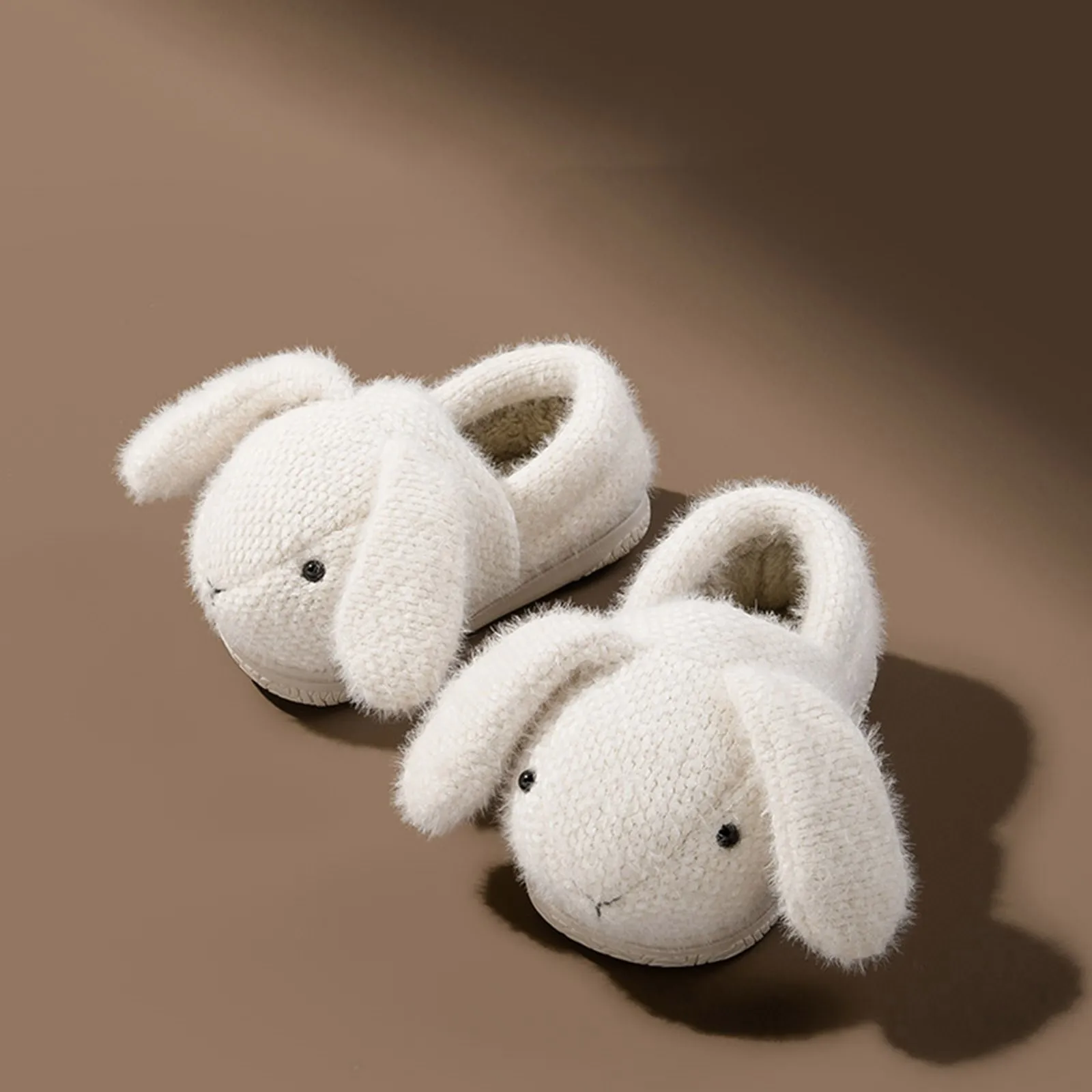 Fashion Cute Autumn Winter Boys And Girls Slippers Funny Cartoon Rabbit Flat Bottom Round Toe Soft Warm Comfortable Kid Slippers