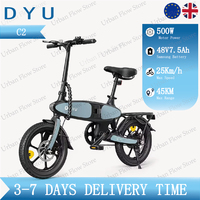 DYU C2 Folding E-Bike 500W High-Power Motor 48V 7.5Ah Battery 16'' Tires Shock Absorption System for Urban Commute Sports & Ente