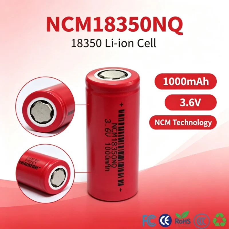 1000mAh 3.6V NCM18350 Cylindrical Rechargeable Lithium Battery Cell For RC Toys Flashlights Hand‑held Equipment Replacement