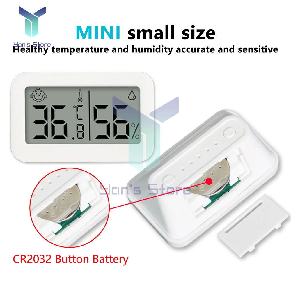 Mini Electronic Temperature And Humidity Meter Baby Indoor Thermometer With Smiling Face Display Refrigerator Car Thermometer