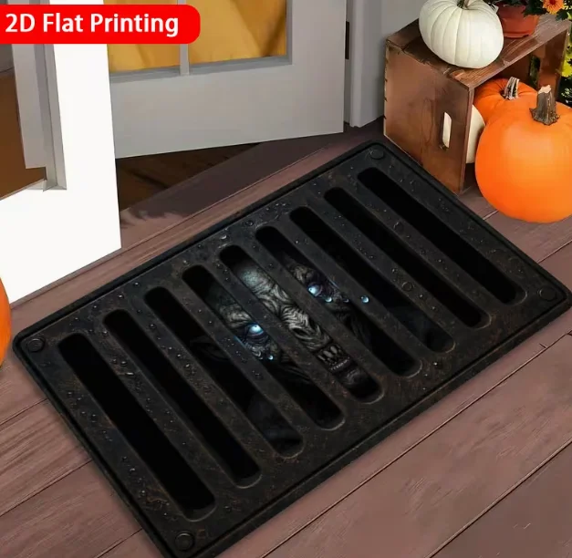 2D Flat Illusion Creative Monster Sewer Doormat, Entrance Door Mat, Non-Slip Mat Suitable for Home and Outdoor Decoration