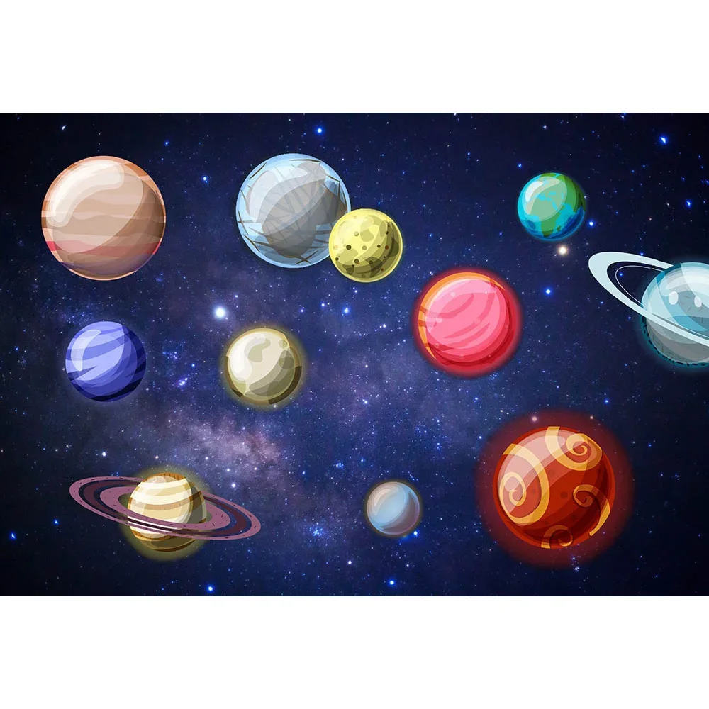 Space Exploration Theme Party Photography Background Banner Starry Planet Night Backdrop Prop Adult Children Baby Birthday Photo