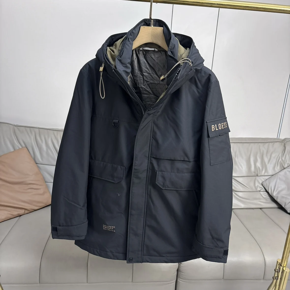 

Мужская повседневная куртка с капюшоном, 90% пух, ветрозащитная, водонепроницаемая, теплая, для города, наполнитель из полиэфирного волокна, 88-3г