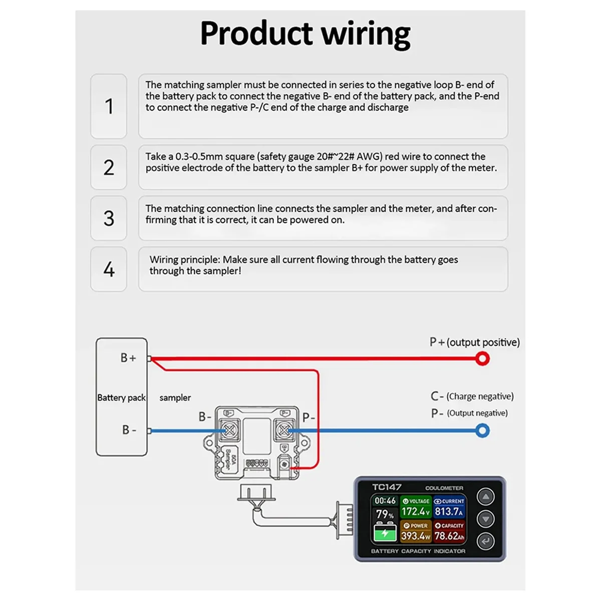 

ABNH TC147 Измеритель кулона с высокоцветным экраном, Измеритель напряжения и тока батареи, Измеритель мощности литиевой батареи