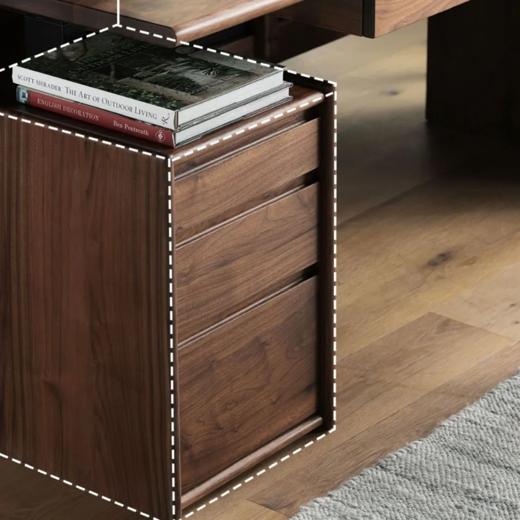 All solid wood intelligent electric lifting table study storage table home office learning black walnut lifting computer desk 3