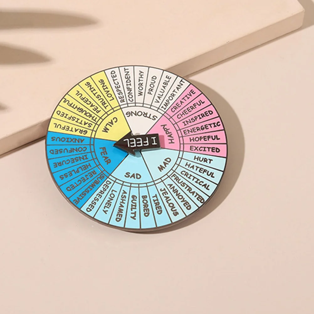 

Emotion Wheel Badge Metal Alloy Durable Feeling Wheel Decorative Portable Metal Decoration Stress Reduction Decoration