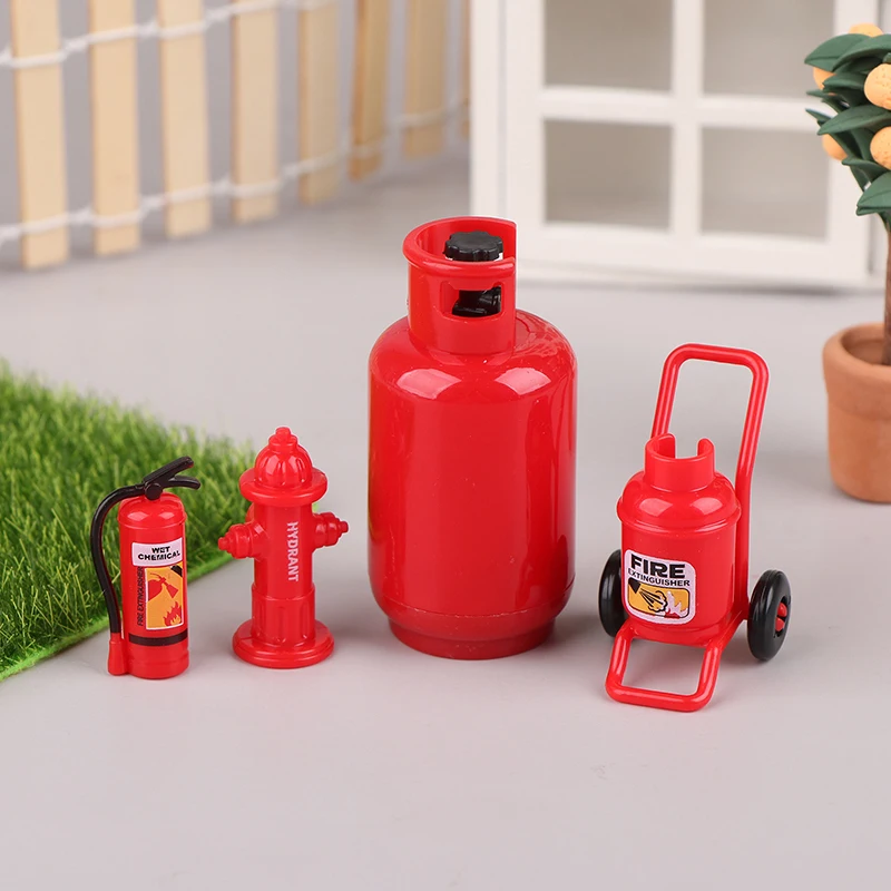 Casa de muñecas con tanque de Gas, extintor de incendios, modelo de hidrante de fuego, decoración de casa de muñecas, Escena de juguetes, juego de simulación, 1/12