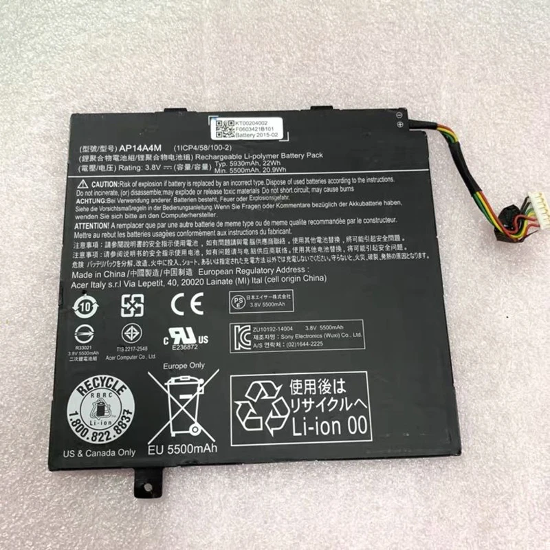 

AP14A4M AP14A8M Laptop Battery for Acer Aspire Switch 10 SW5-011 SW5-012 SW5-012P Iconia Tab 10 A3-A30 A3-A20 3.8V 22Wh/5930mAh