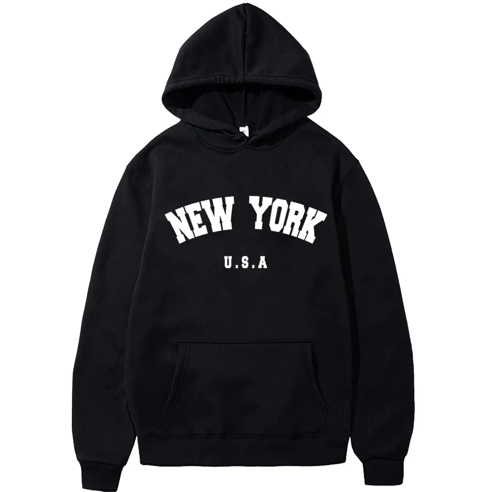 Herren New York USA City Hoodies Mode Buchstaben Bedruckte Grafik-Sweatshirts Lässige Harajuku Kapuzenpullover Sportbekleidung