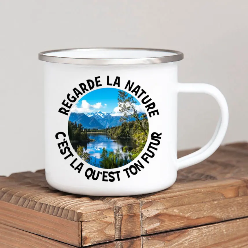 Forest Camp Enamel Coffee Mug Adventure Together Camping Cup Gift Idea for Camper Campfire Mugs Outside Outdoor Festival Travel