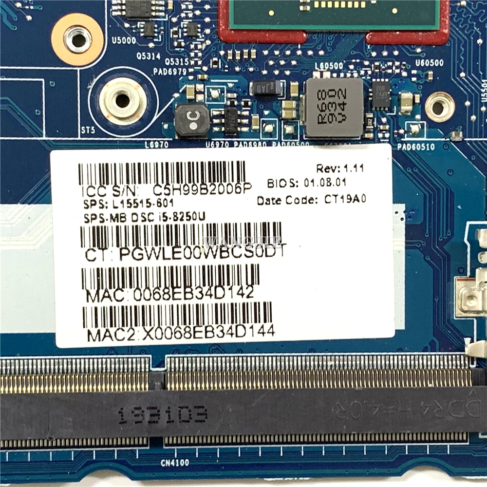 ل HP EliteBook 840 850 G5 اللوحة الأم للكمبيوتر المحمول L15515-601 L15515-001 I5-8250U وحدة المعالجة المركزية 6050A 2945601 -MB-A01 يعمل بنسبة 100%