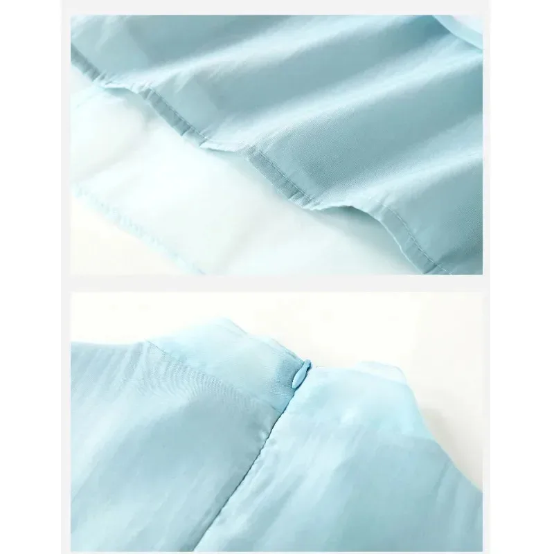 Ropa tradicional china de verano Para Mujer, Vestidos Cheongsam modernos modificados con cuello redondo y manga media azul, Elegantes Para Mujer