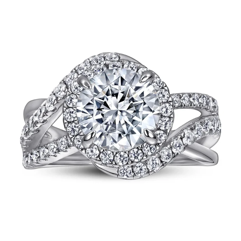 

Round 2 Carat Moissanite Ring S925 Sterling Silver Women Engagement Ring