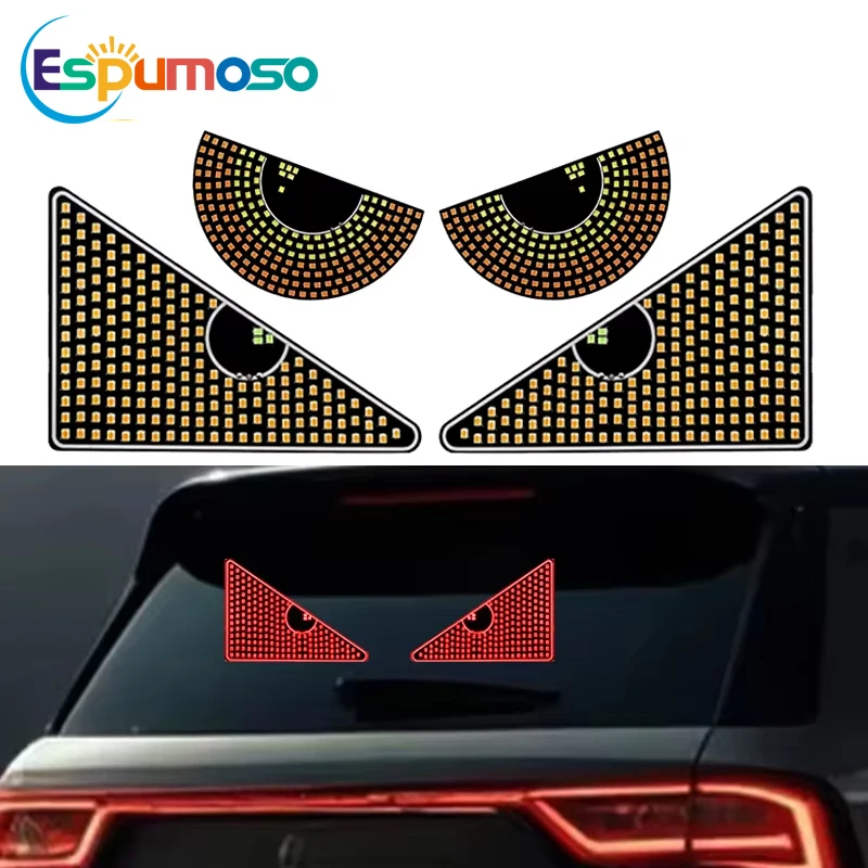 תאורת LED של עיני השטן לרכב, אורות סיגנל מטריצה, אורות פאנל אזהרה, אורות סטרוב, קישוטים עם חיבור USB לחלון הרכב