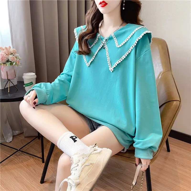 Spring Autumn New Thin Loose Lazy Style Hoodies Sweatshirts Long Sleeve Solid Korean Fashion Tops Casual Trend Women Clothing