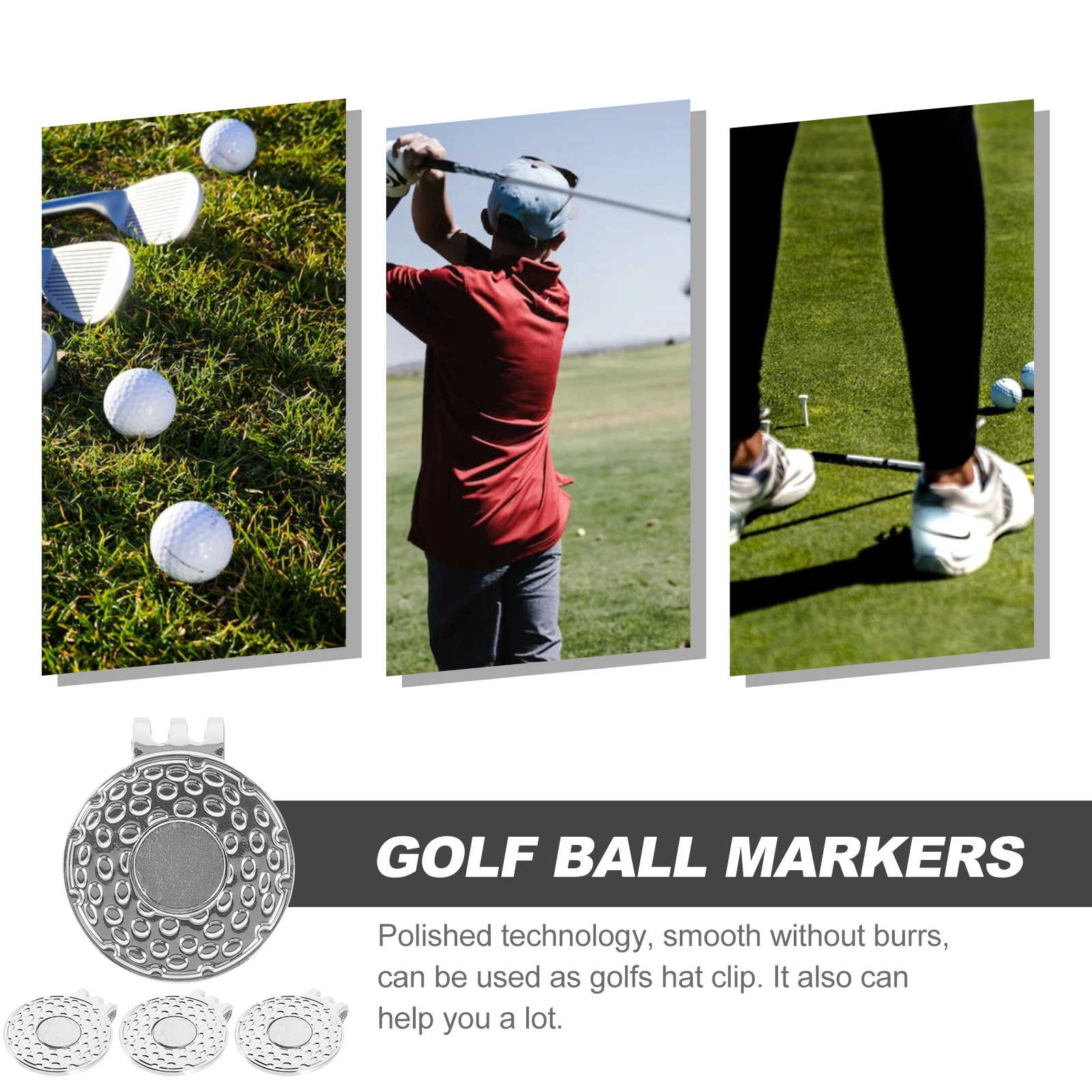 

4Pcs Golf Ball Marker Hat Clips Portable Metal Delicate Golfing Supplies Convenient Hat Marker Golfing Supplies