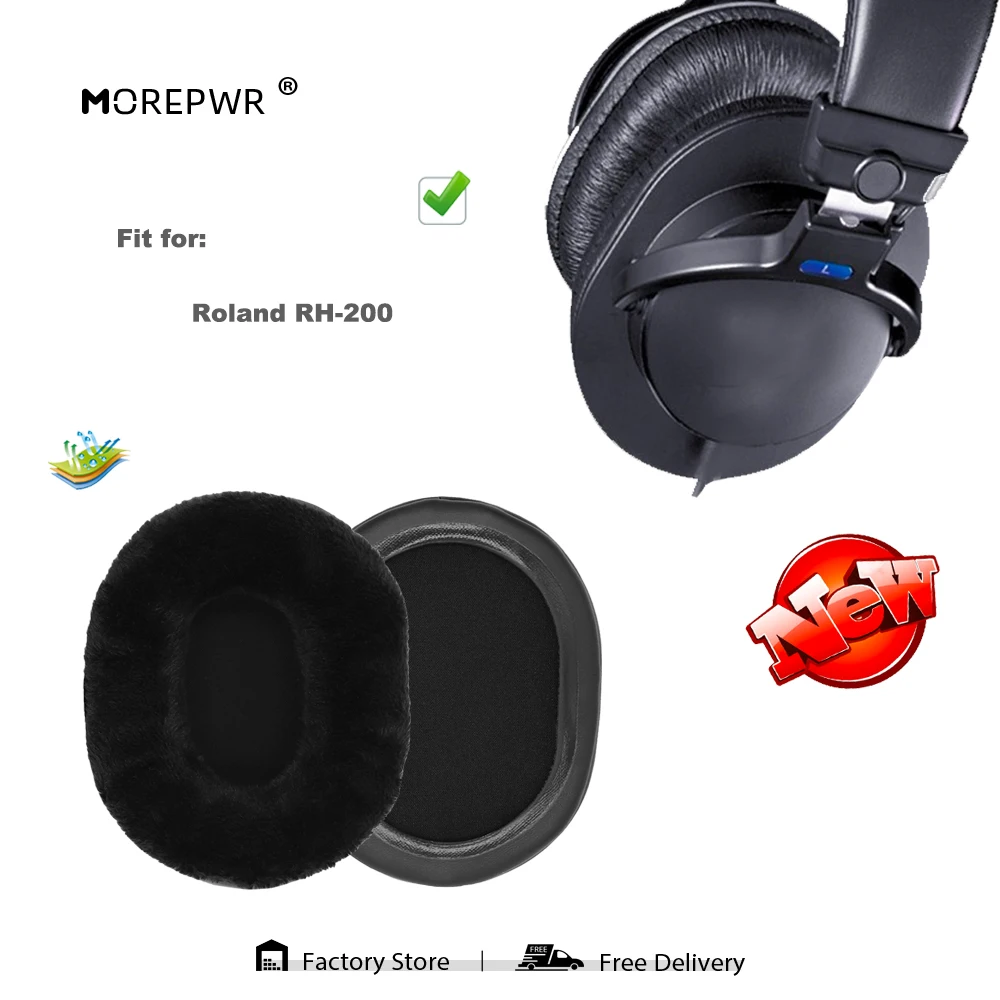 

Morepwr Replacement Ear Pads for Roland RH200 Headset Parts Leather Cushion Velvet Earmuff Earphone Sleeve Cover