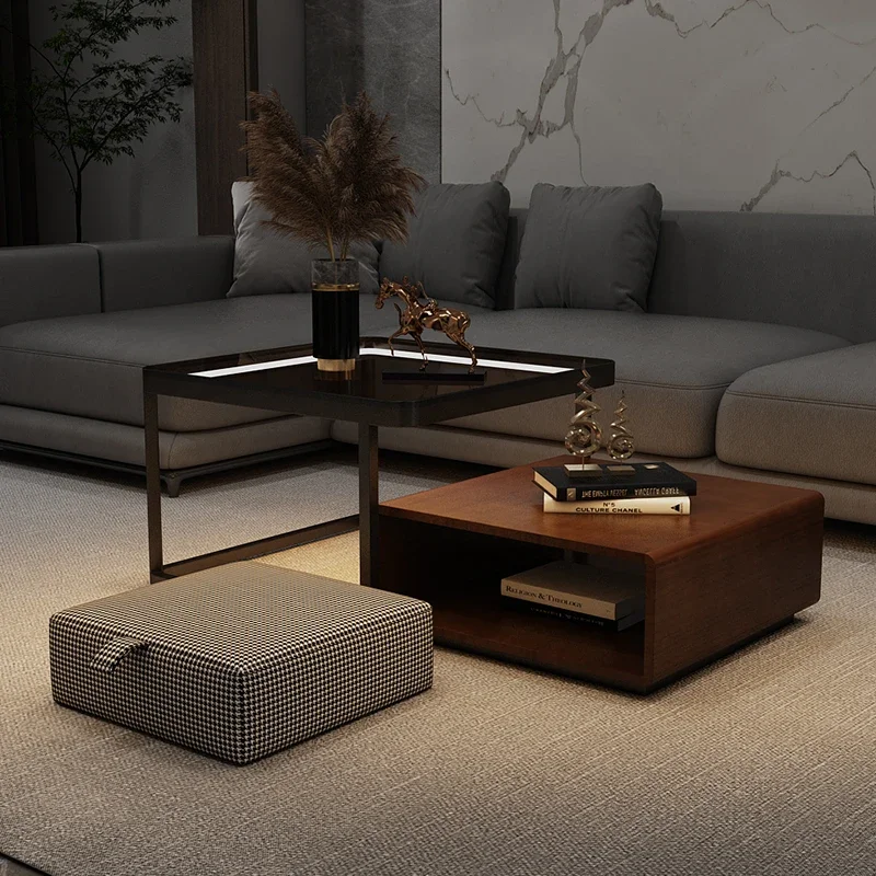 Square Retro Coffee Table Luxury Modern Aesthetic Center Side Table Decoratio Nordic Mesas De Centro Pra Sala Furniture Home