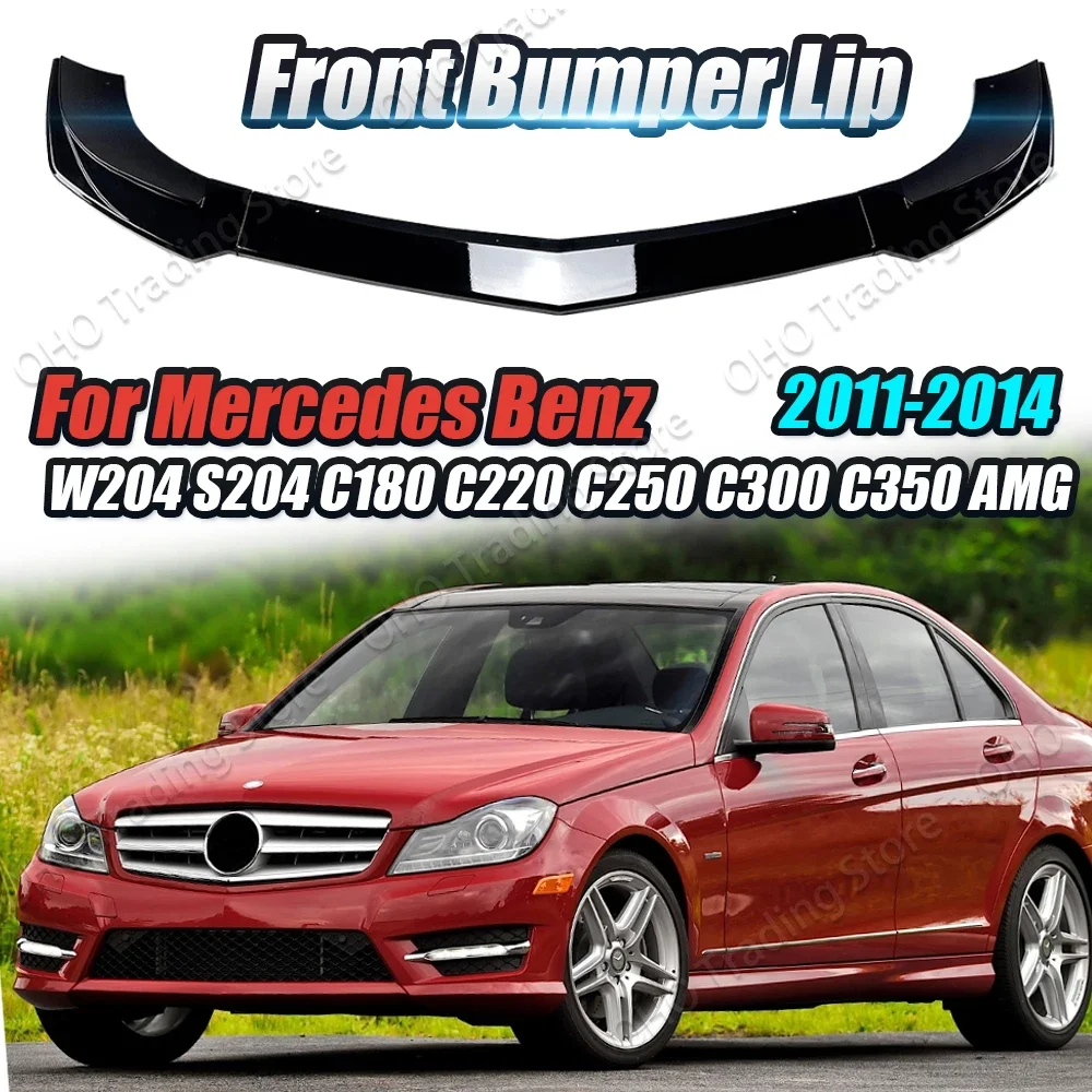 Car Front Bumper Lip For Mercedes Benz C Class W204 S204 Sport C180 C220 C250 C300 C350 AMG 2011-2014 Splitter Diffuser Spoiler