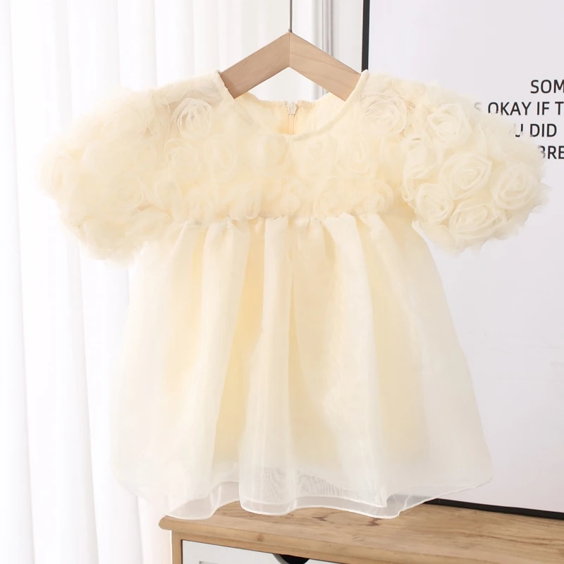 Puff Sleeve Flower Baby Girls Dress for Summer Princess Dresses