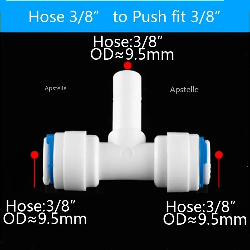 1/4 3/8 Hose PB Pipe Connector Water Filter Reverse Osmosis Parts Tee Type RO Water Fitting Male Female Thread Quick Connection