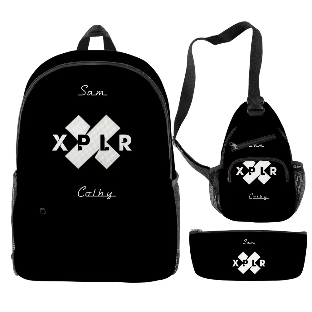 Classic Fashion Sam and colby XPLR 3D Print 3pcs/Set pupil School Bags Trendy Travel Laptop Backpack Chest Bag Pencil Case