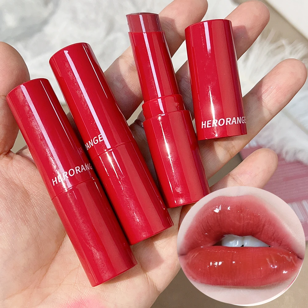 Lápiz labial de gelatina de cristal, bálsamo labial teñido, brillo de espejo, antigrietas, brillo de labios de melocotón y cereza, Cosméticos hidratantes para el cuidado de los labios